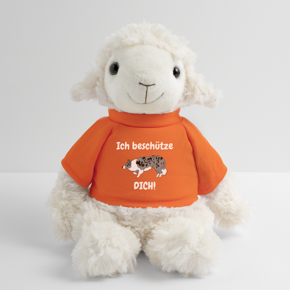 Kuscheltier Schaf mit Border Collie "Ich beschütze dich" - Goldorange