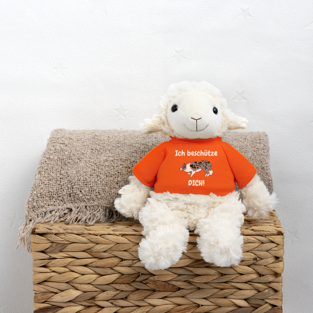 Kuscheltier Schaf mit Border Collie "Ich beschütze dich" - Goldorange