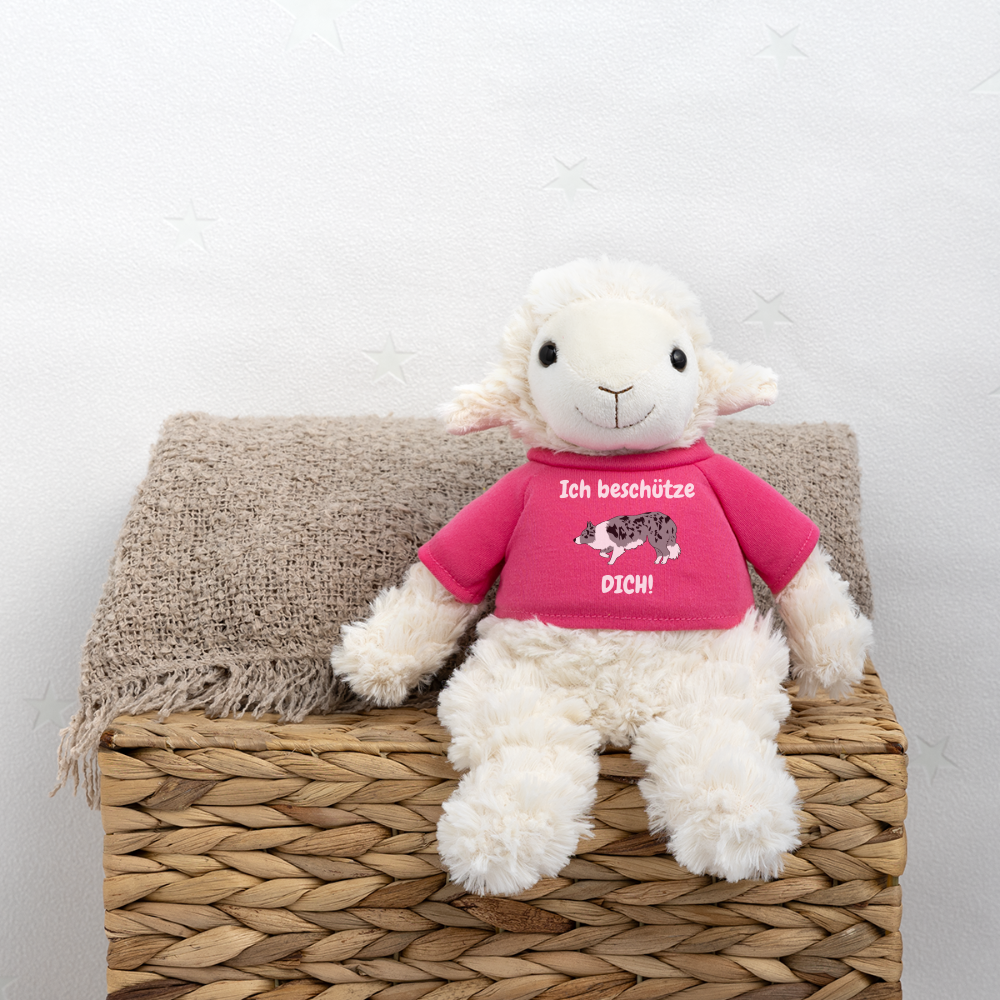 Kuscheltier Schaf mit Border Collie "Ich beschütze dich" - Pink