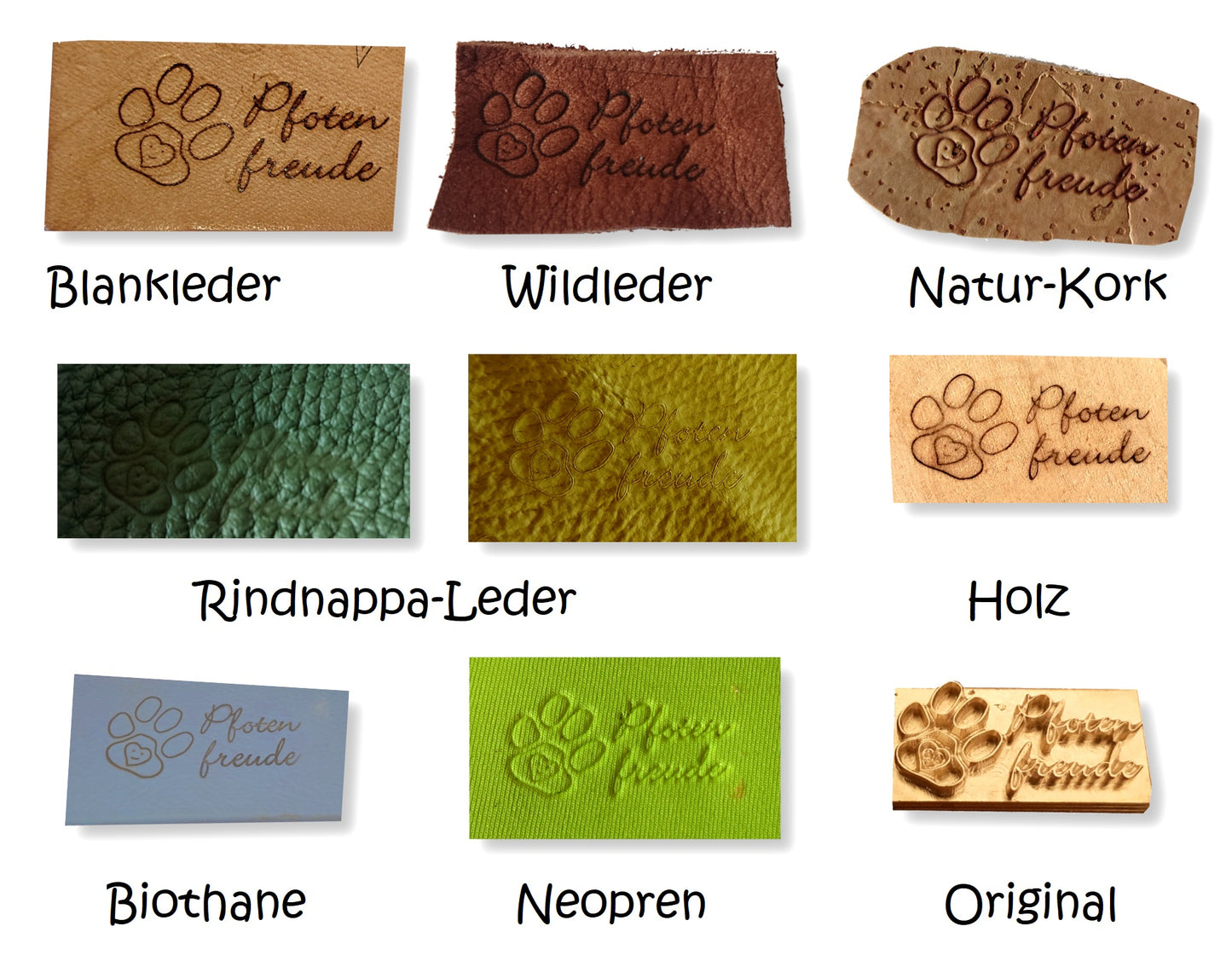 Brennstempel Logo Leder Holz Kork Biothane Neopren