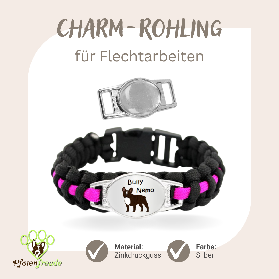 Charm-Rohling mit Cabochon für Flechtarbeiten (ohne Motiv)