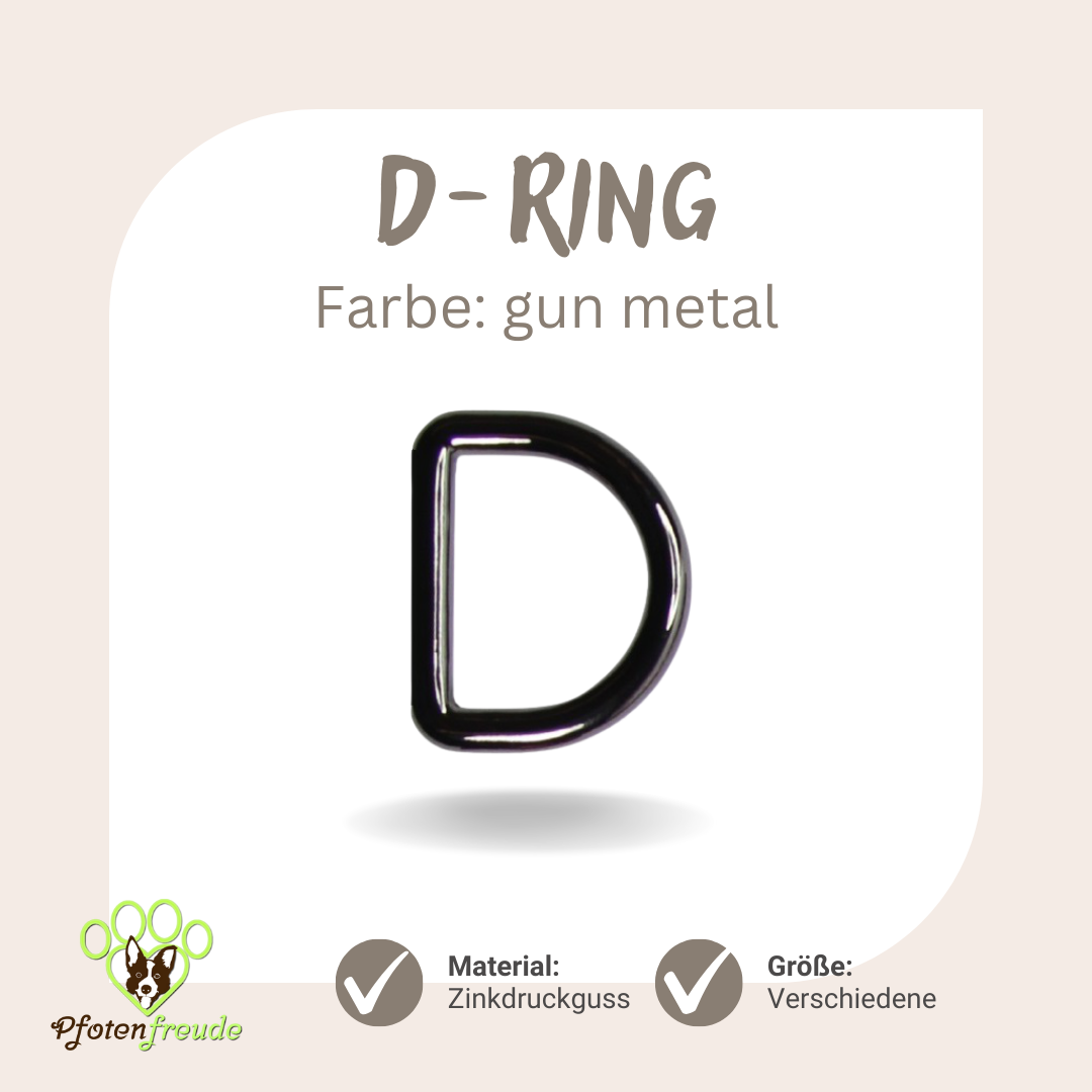 D-Ring Gun Metal grau 20mm 25mm 30mm 40mm
