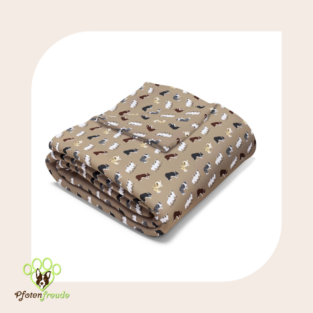 Stoff Hundemotiv Border Collie Schafe