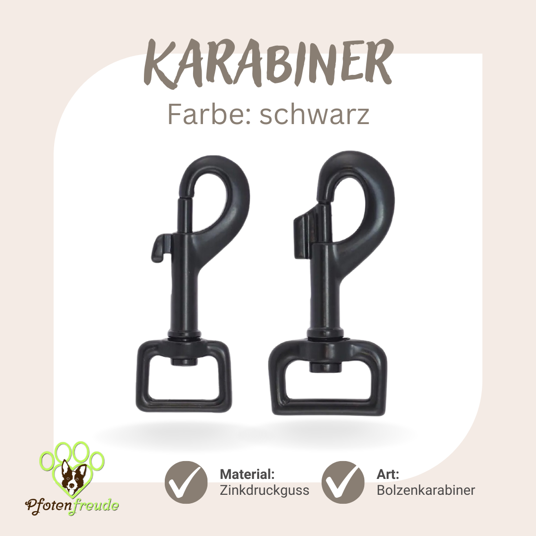 Karabinerhaken schwarz matt 20mm 25mm