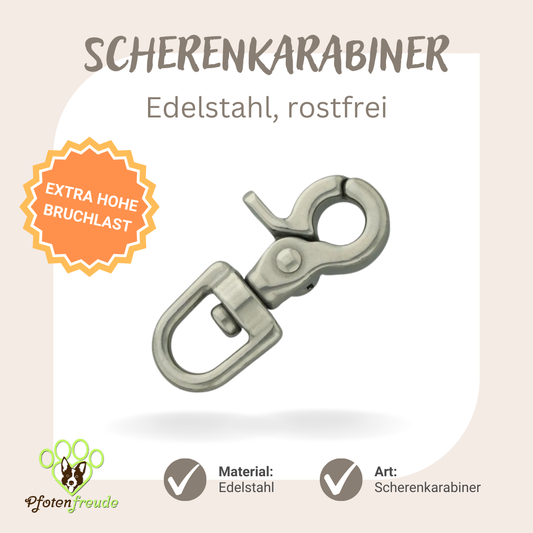 Scherenkarabinerhaken Edelstahl, silber