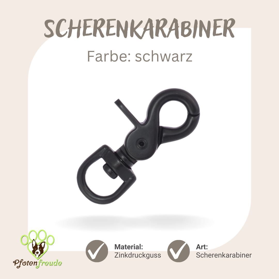 Scherenkarabinerhaken schwarz-matt 13mm