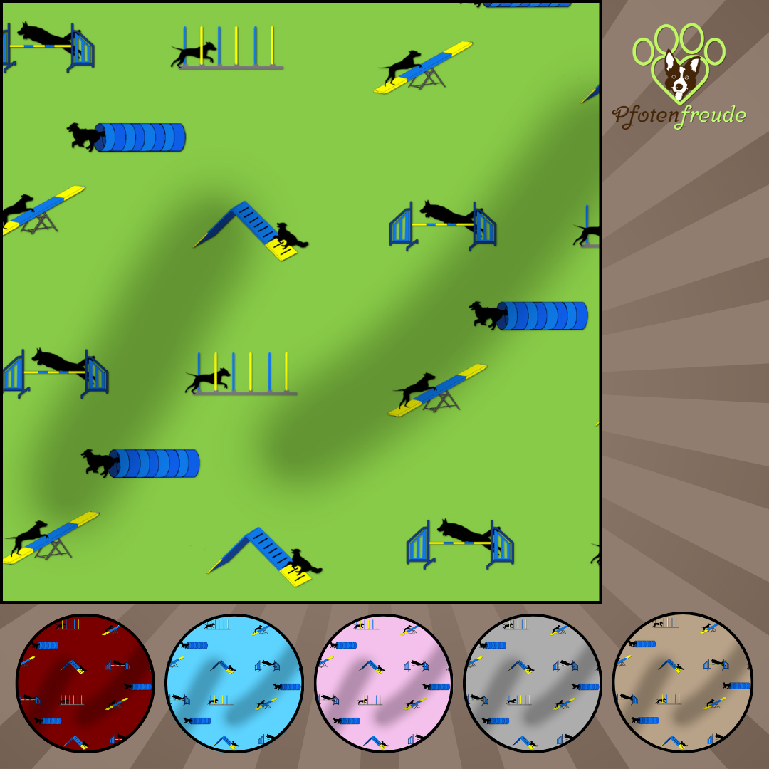 Agility Baumwoll-Stoff mit Hundemotiv